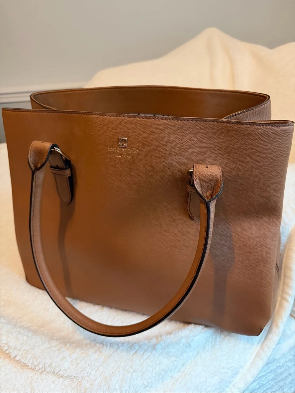 kate spade Caramel Brown Saffiano Leather Tote